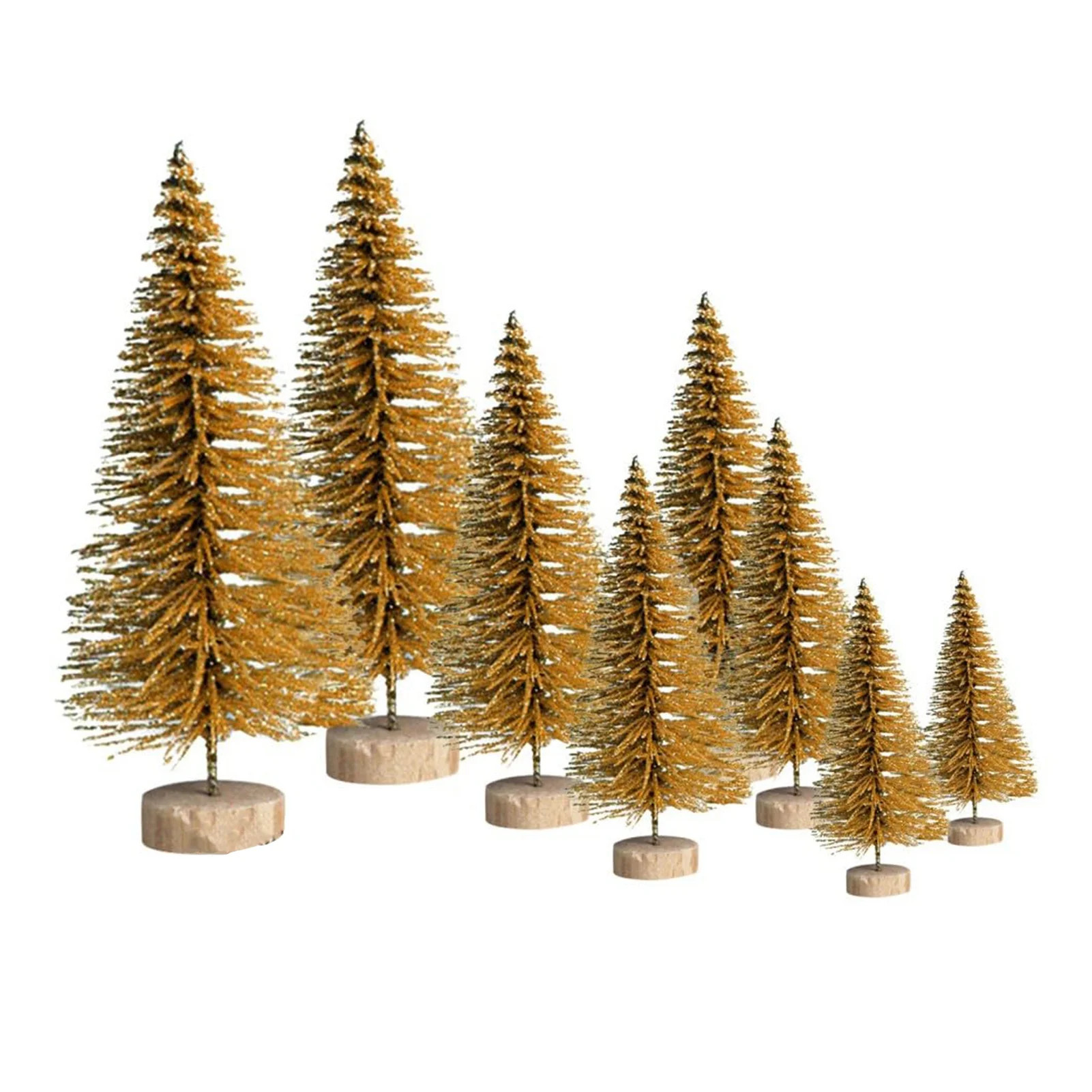 Toudaret 8Pcs Mini Christmas Trees Bottle Brush Trees with Wood Base, Christmas  Trees for Tablet... | Walmart (US)