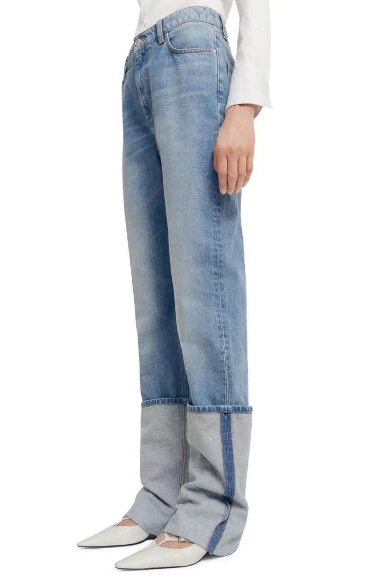 Turned-Up Cuff Straight Leg Jeans | Nordstrom