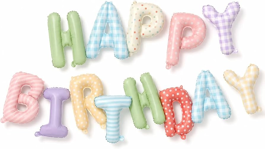 16Inch 3D Plaid, Polka Dots, Gingham Foil Letter Pastel Balloons for Funny Party Decorations Wome... | Amazon (US)