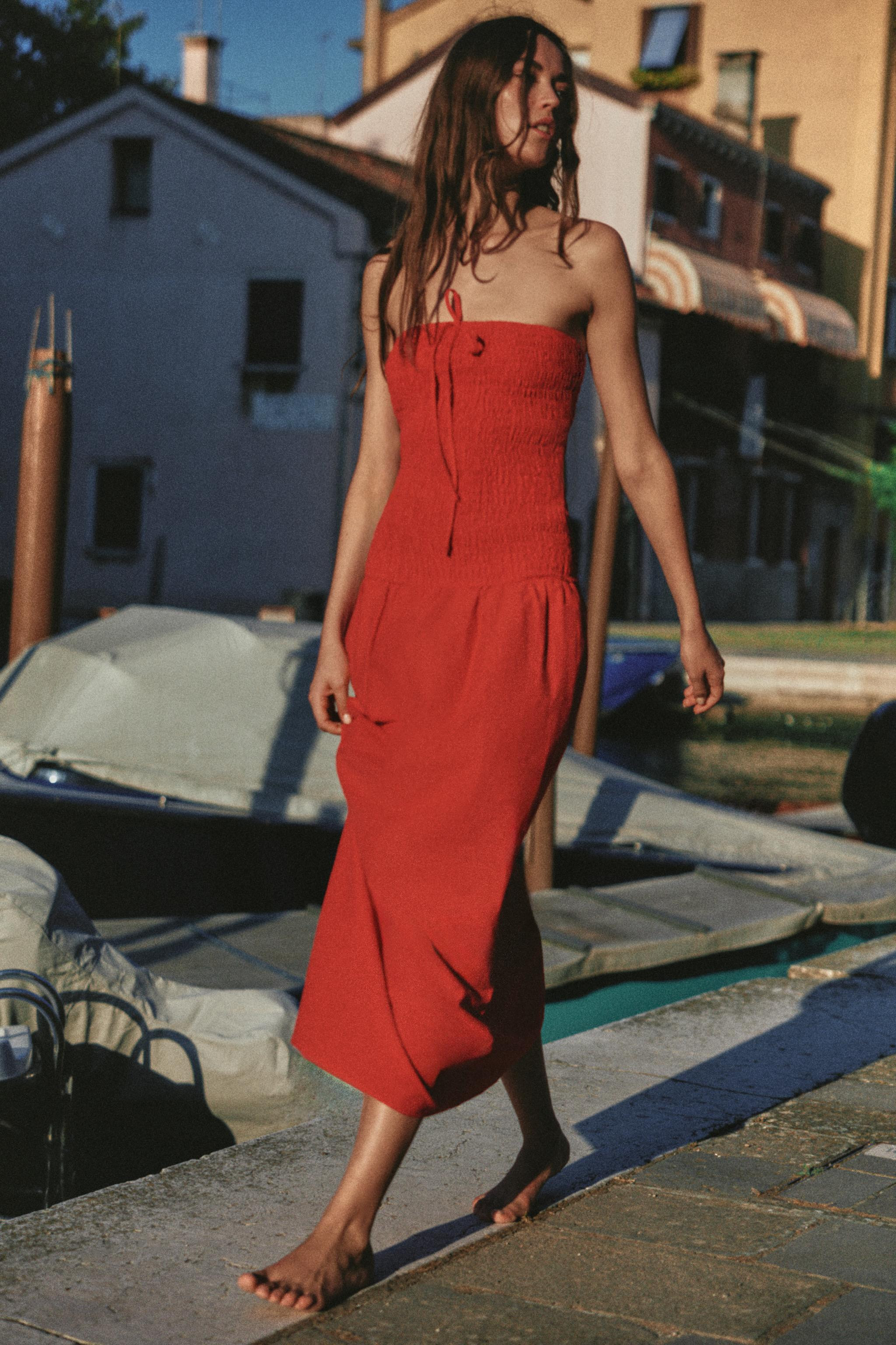 SMOCKED MIDI DRESS | Zara UK