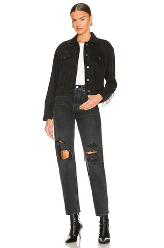 superdown Raya Rhinestone Fringe Jacket in Washed Black from Revolve.com | Revolve Clothing (Global)