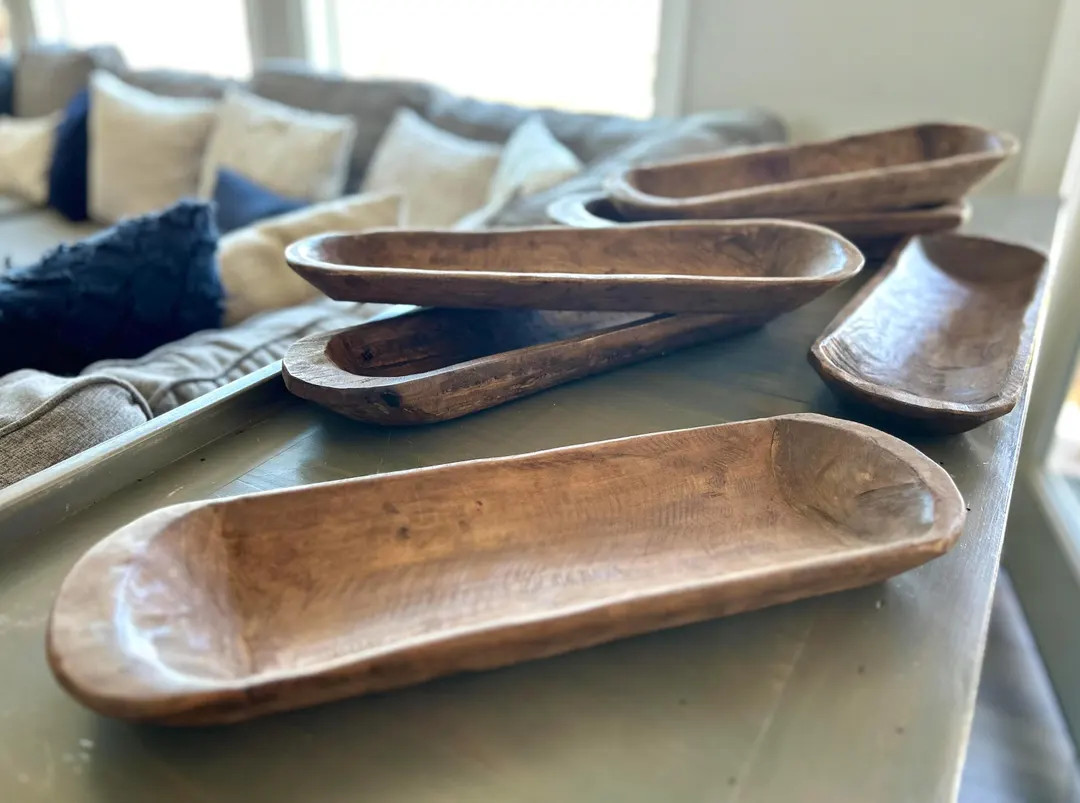 1920 Hand Carved Dough Bowls,mango Wood,decorative Tray Centerpiece,tablescape,candle Holder,home... | Etsy (US)