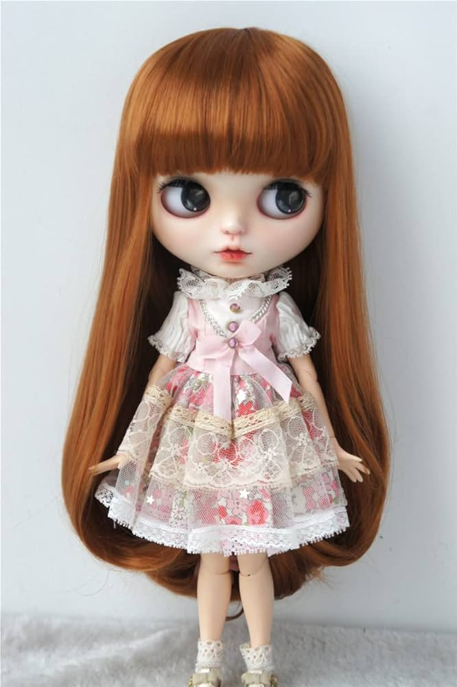 Doll Wigs JD319 10-11inch 26-28cm Long Nature Straight Synthetic Mohair Blythes Doll Wigs (Ginger... | Amazon (US)