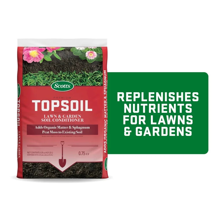 Scotts Premium Topsoil, Lawn and Garden Soil Conditioner, With Peat Moss, 0.75 cu. ft. | Walmart (US)