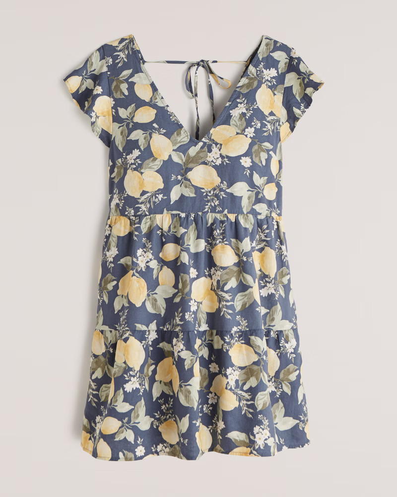 Ruffle Sleeve Trapeze Mini Dress | Abercrombie & Fitch (US)