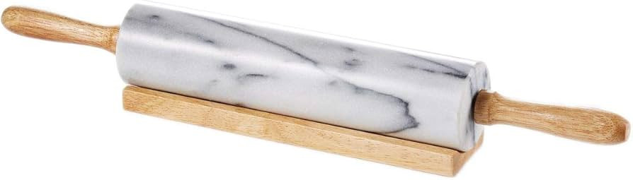 JEmarble Rolling Pin-Wooden Handles(White)(Premium Quality) Polished Surface 18-inch(10"Barrel) G... | Amazon (US)