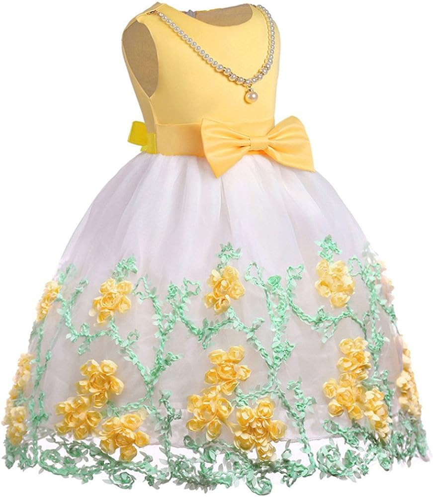 NSSMWTTC 2-9T Flower Girls Wedding Embroidery Dresses Toddler Christmas Easter Pgeant Dress with ... | Amazon (US)
