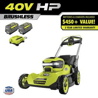 RYOBI 40V HP Brushless 21 in. Cordless Battery Walk Behind Self-Propelled Lawn Mower with (2) 6.0... | The Home Depot