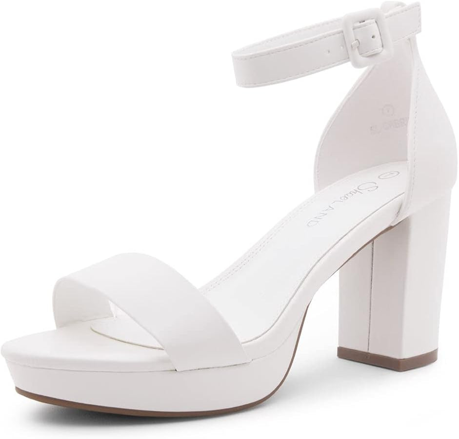 Shoe Land SL-Cabrini Womens Platform Heels Open Toe Chunky Heels Comfy Block heeled Sandals Ankle... | Amazon (US)