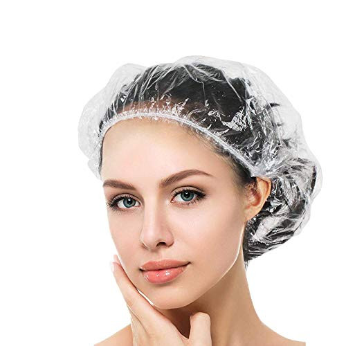 50PS Disposable Shower Caps, Plastic Clear Shower Caps, lengthening and thickening Hair Caps for Hair dyeing assistance, Hotel and Hair Salon, Home Use, Portable Travel (Size 20.5"/52cm） | Amazon (US)