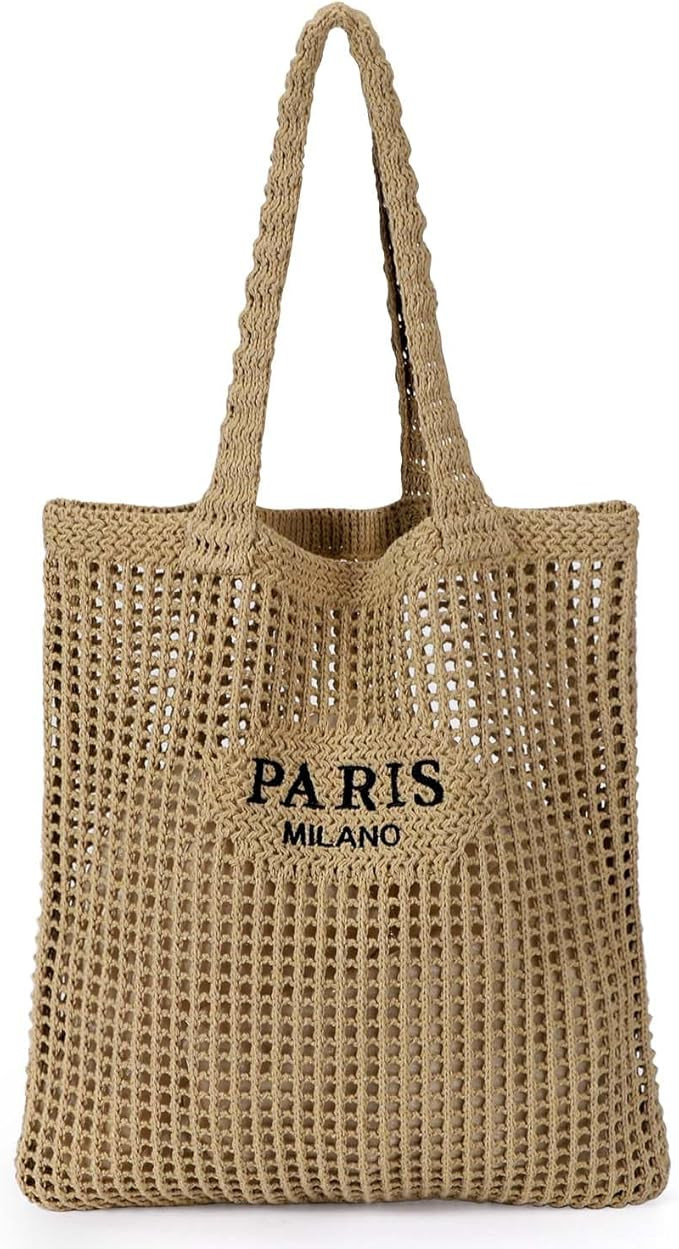 Ayieyill Crochet Tote Bag For Women, Crochet Mesh Beach Tote Bag Summer Vacation Aesthetic Boho K... | Amazon (US)