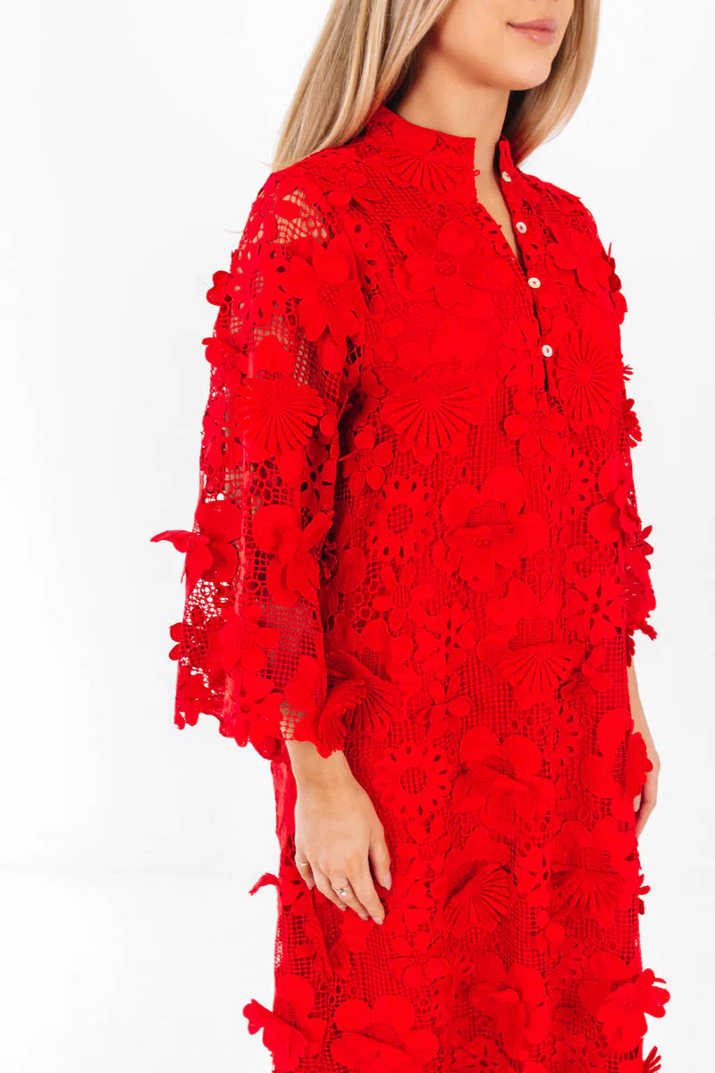 The Seraphina Midi Dress - Red | J.Marie