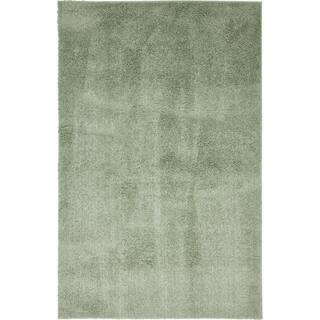 Unique Loom Studio Solid Shag Sage Green 5' 0 x 8' 0 Area Rug-3132701 - The Home Depot | The Home Depot