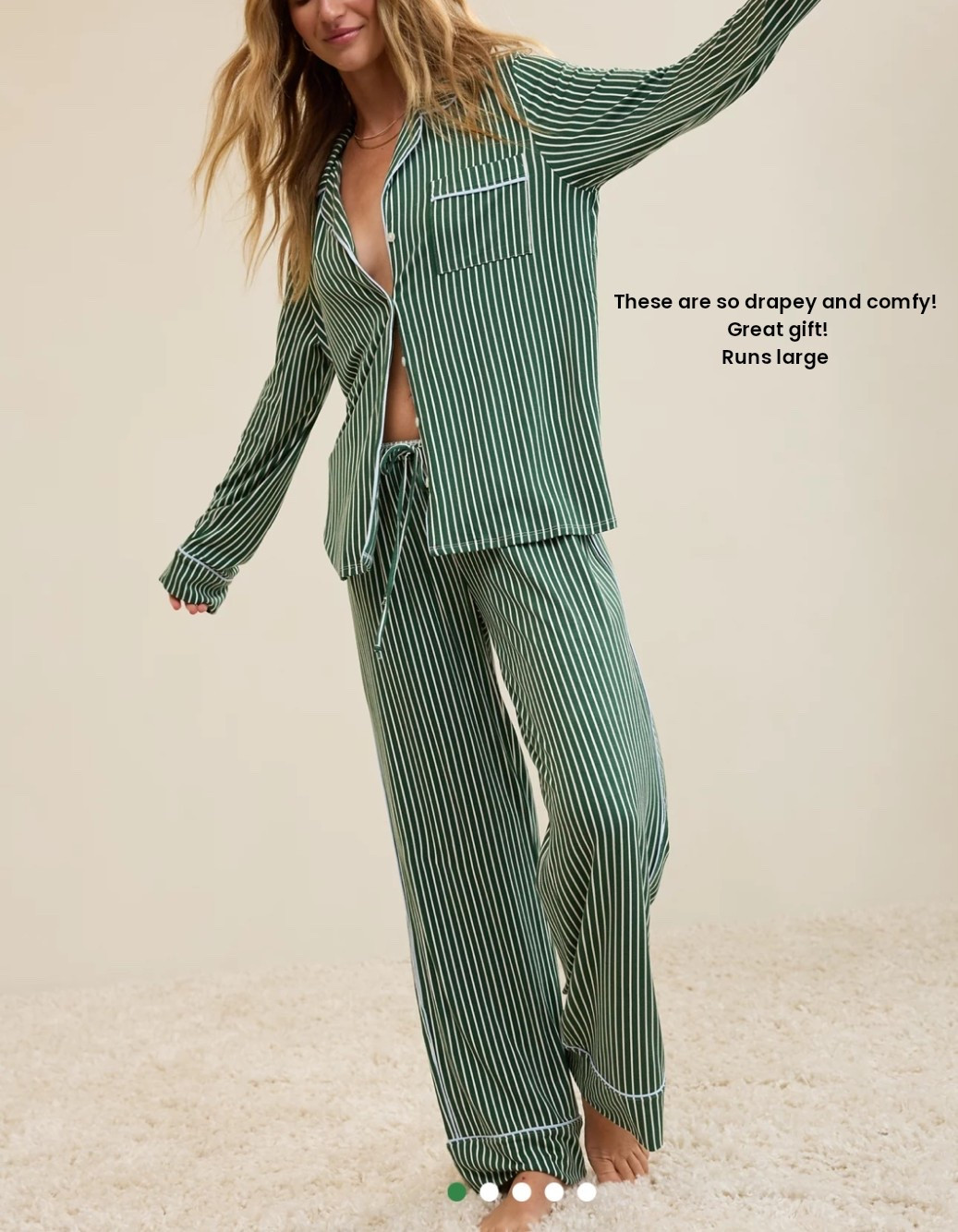 So drapey and cozy! Great gift for her! Several patterns and colors, but I love the green and white stripe! Runs large from what I tried on in store! I ordered XS for myself!

Great gift for teens too! They love this store!

Gifts for her, pajamas, winter outfits, travel, aerie m, gifts for teens, gifts for college girls, Christmas pajamas, holiday pajamas 

#LTKHoliday #LTKGiftGuide #LTKFindsUnder50