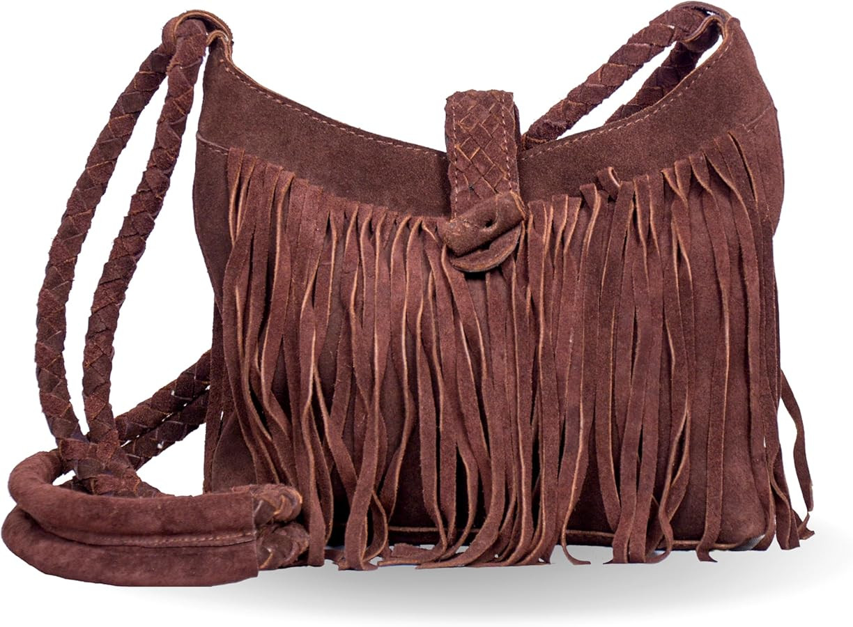 Fringe Crossbody Purse for Women, Genuine Leather, Women Crossbody Boho Purse Tassel, Vintage Hob... | Amazon (US)