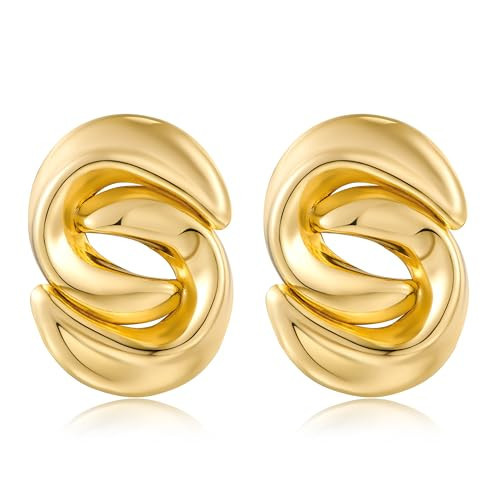 YUJIE Big Chunky Gold Earrings for Women Gold Plated Studs Irregular Geometric Statement Drop Earrings Trendy Jewelry | Amazon (US)