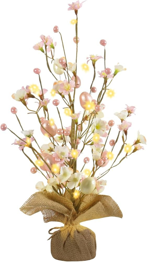 RoseCraft Easter Decorations, Artificial 18 Inch Easter Egg Tree Tabletop Decor with Delicate Orn... | Amazon (US)