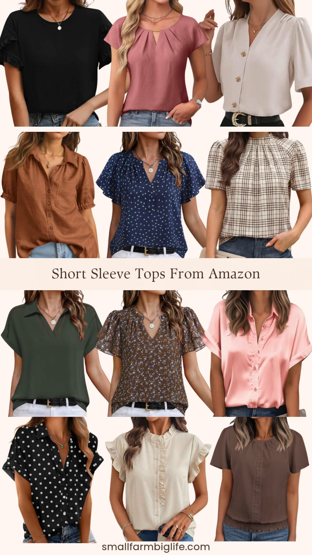 Business casual blouses are the easiest way to build a work wardrobe that transitions from hot summer days to cooler fall mornings, and this Amazon roundup is full of great options for the office.
I am loving the navy and green Timeson chiffon blouse and the army green Timeson short sleeve dress shirt for an easy polished look, plus the cognac Cicy Bell puff sleeve linen button down for something a little softer. The dusty pink Blooming Jelly pleated blouse and the beige EVALESS pleated V neck button down are both great professional options for an interview or office day.
The black ruffle crewneck tee and the beige and black plaid WIHOLL puff sleeve mock neck blouse add a fun detail to a work outfit, and the brown and blue floral Timeson chiffon blouse brings in a pretty print. The shell pink Zeagoo satin blouse is perfect for dressing up a work look for an evening event, and the black and white polka dot roll up sleeve shirt and the beige BLENCOT ruffle mock neck blouse round out the picks. The brown Falechay pleated ruffle sleeve blouse finishes the collection with an easy, feminine touch.
Shop all of my favorite business casual blouses from Amazon linked in this post. 

 #LTKootd #LTKOver40 #LTKWorkwear