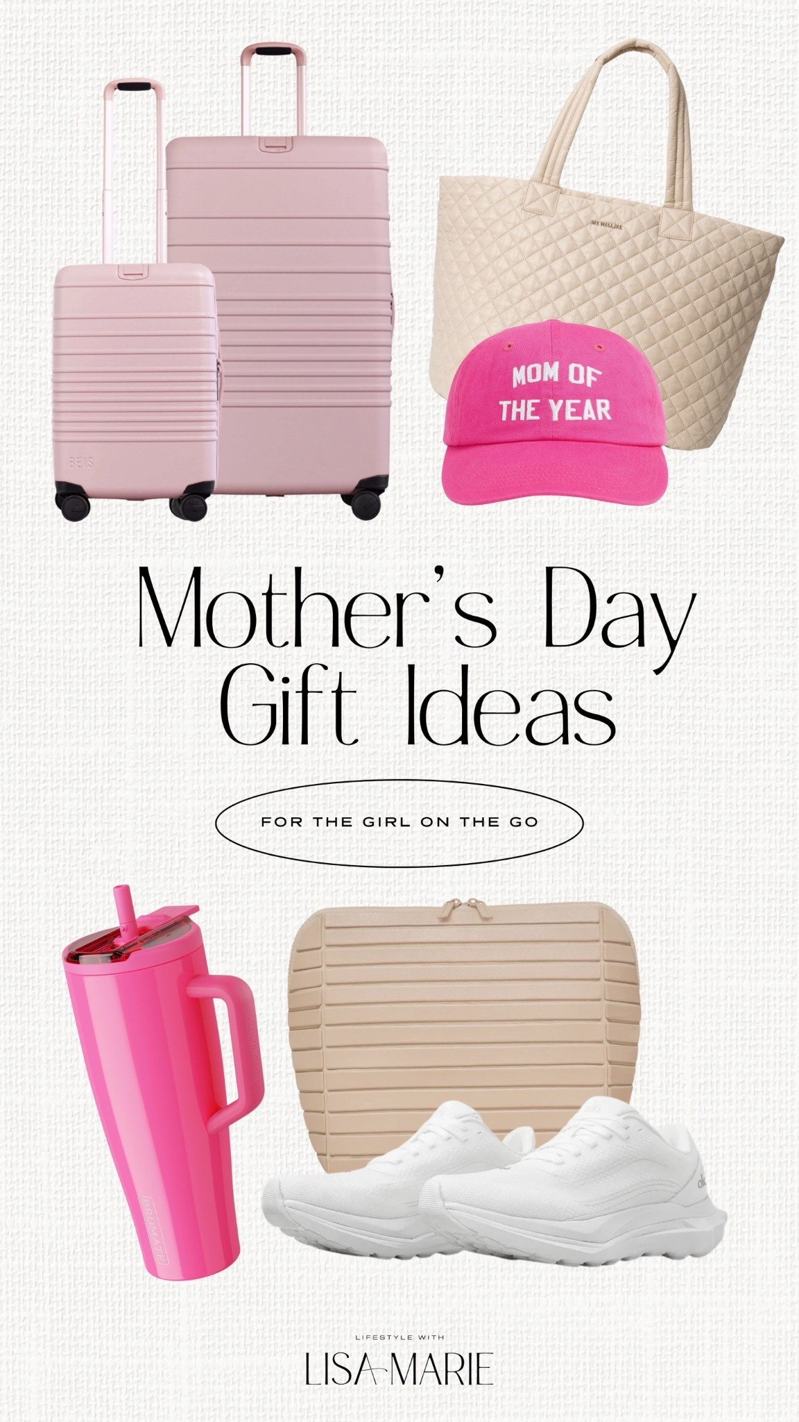 Mother’s Day gift ideas for the girl on the go who loves traveling, vacationing and exercising. Luxe suitcases and luggage, cosmetic organizers, tote bags and travel cups and mugs. Pink Mother’s Day gifts. 


#LTKMothersDay #LTKTravel #LTKActive