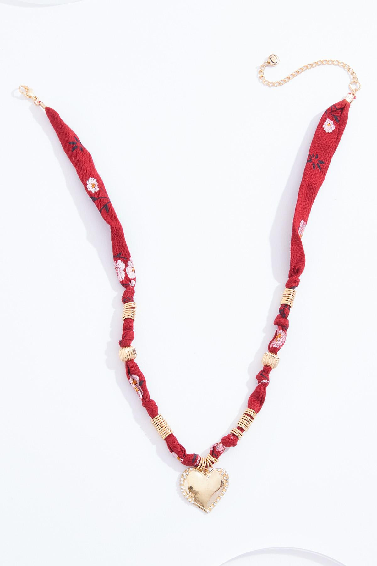 Western Heart Fabric Chain Necklace | Cato Fashions