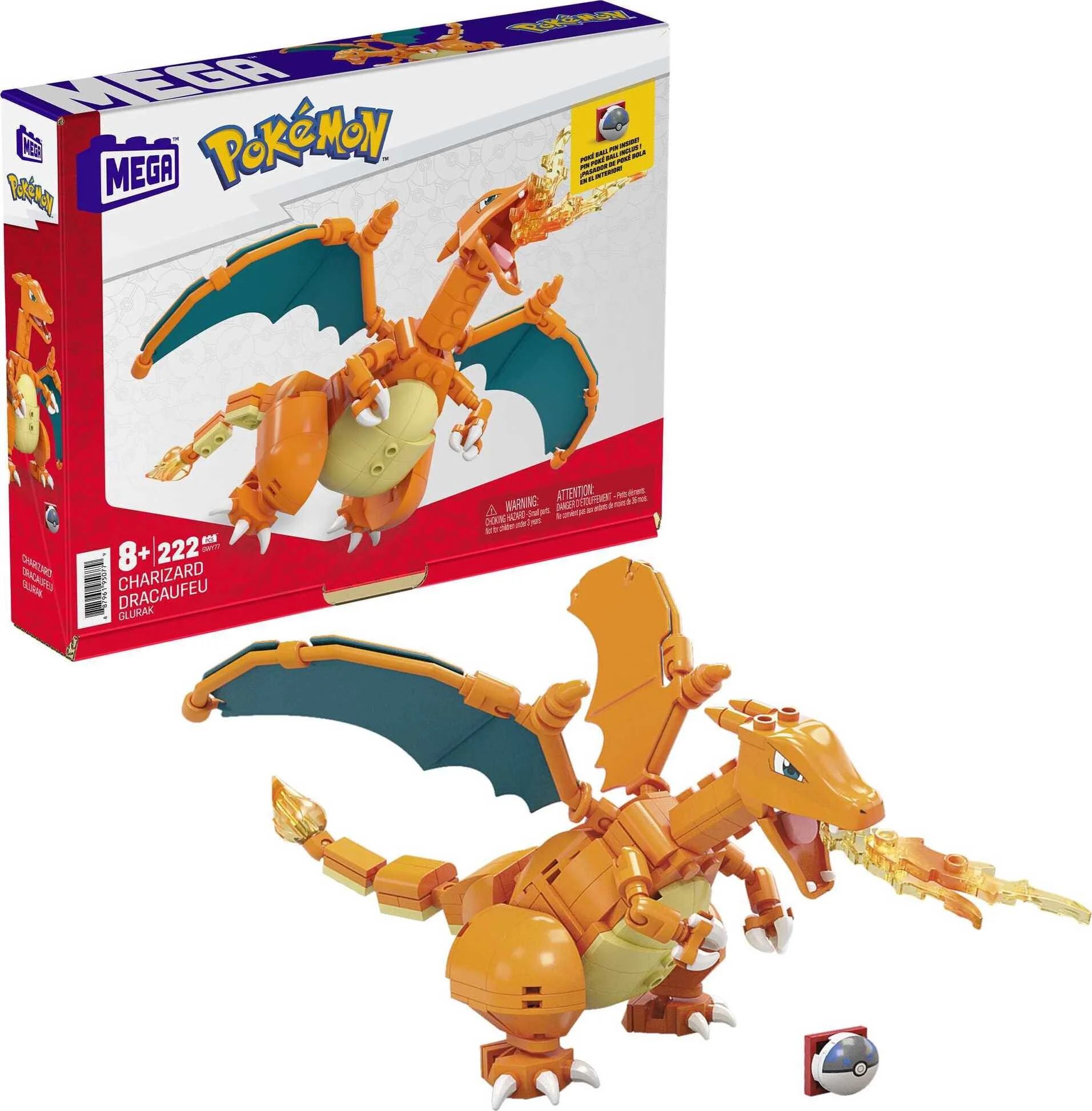 MEGA Pokemon Building Toy Kit Charizard (222 Pieces) with 1 Action Figure for Kids | Walmart (US)