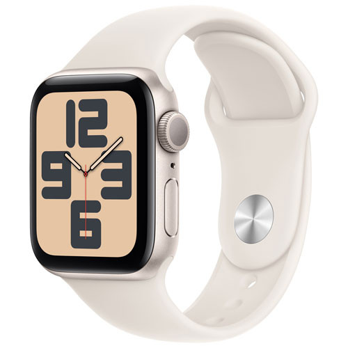 Apple Watch SE (GPS) 40mm Starlight Aluminum Case with Starlight Sport Band - Small/Medium | Best Buy Canada