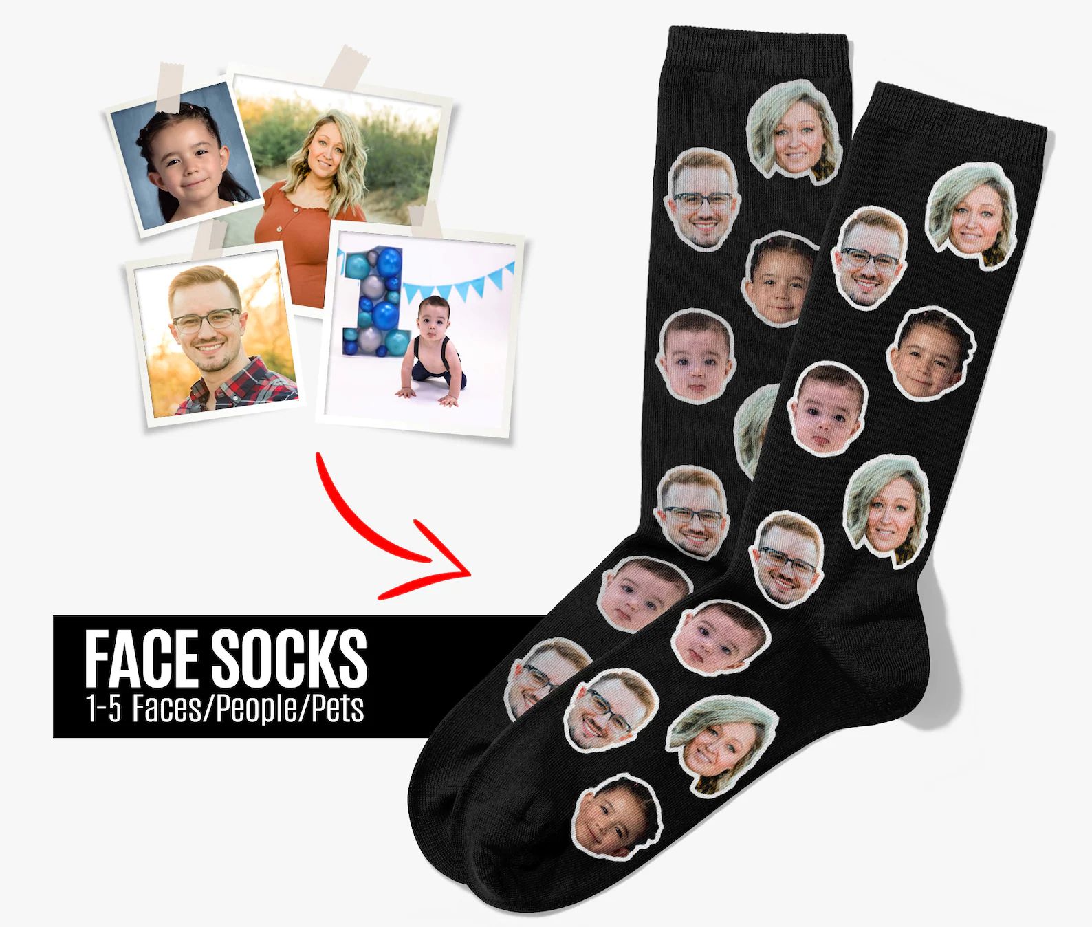 50% OFF SALE - Custom Face Socks, Photo Personalized Socks, Christmas Gift, Faces On Socks, Pictu... | Etsy (US)