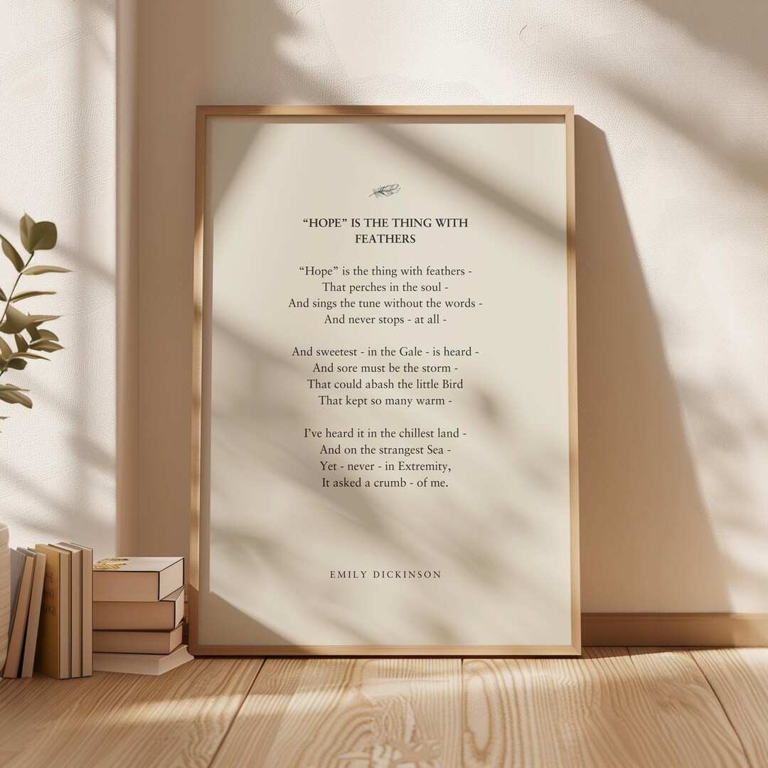 Emily Dickinson "hope is the Thing With Feathers" | Poetry Prints | Book Quotes | Literary Art - ... | Etsy (US)
