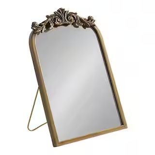 Kate and Laurel Arendahl 17.87 in. x 12 in. Traditional Arch Gold Framed Decorative Wall Mirror 2... | The Home Depot