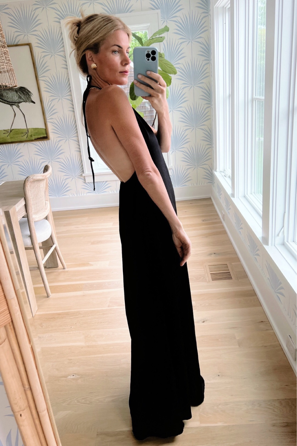 black halter neck dress with sleeves Anabelle Halter Neck Midi Dress main image 1