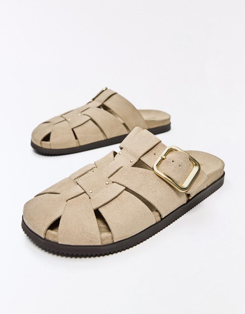 Mule cage sandals - Flat shoes - Women | Bershka UK