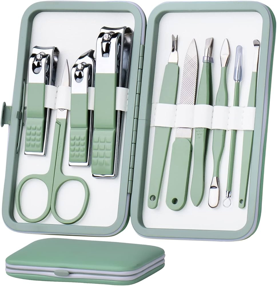 Manicure Set 10 in 1 Stainless Steel, Nail Clippers Scissors Pedicure Tools Kit - Portable Travel... | Amazon (US)
