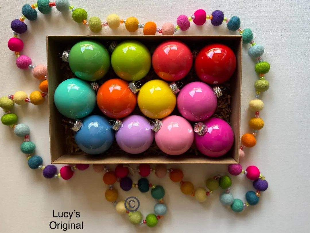 Set of 12 Hand-painted Colorful Christmas Ornaments Shatterproof 3.15 Inches - Etsy | Etsy (US)