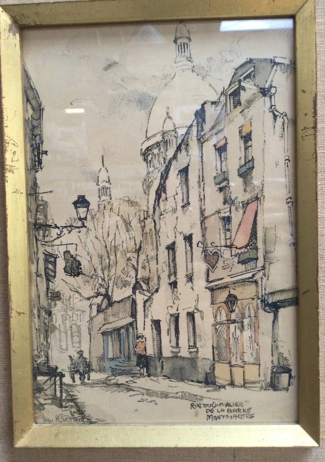 Signed Jan Korthals 1960 Rue de Chevalier De La Barre Montmartre Lithograph Original Frame ~ MCM ... | Etsy (US)