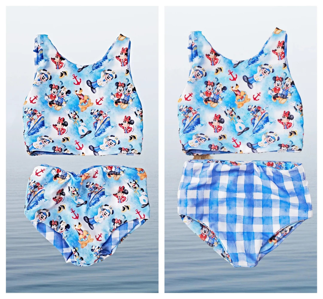 Reversible Cruise Ship Girl Swimsuit Suit. Disney Cruise Swimming Suit. Girl 2 Piece Disney Cruis... | Etsy (US)