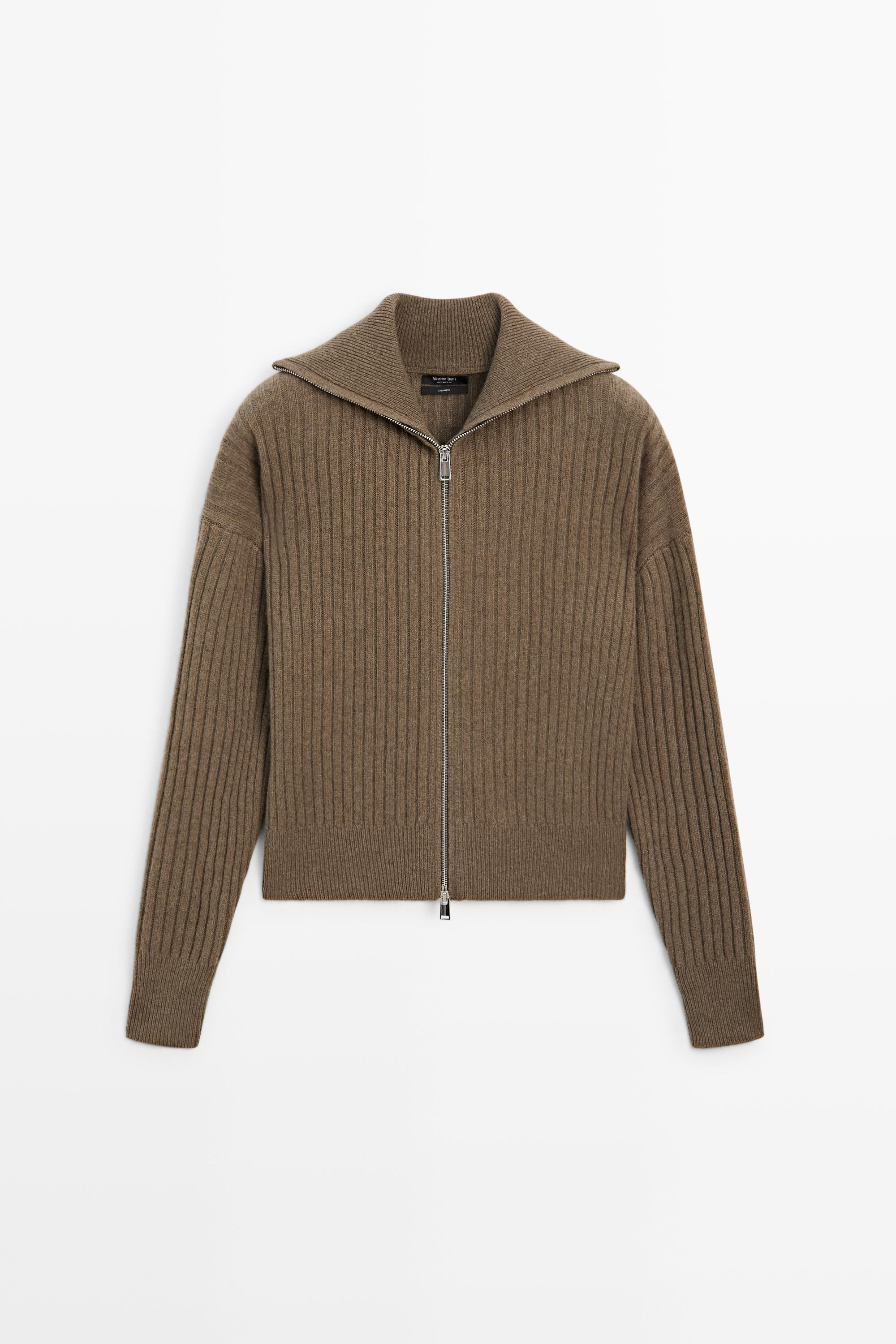 100% Cashmere Ribbed Knit Cardigan | Massimo Dutti UK