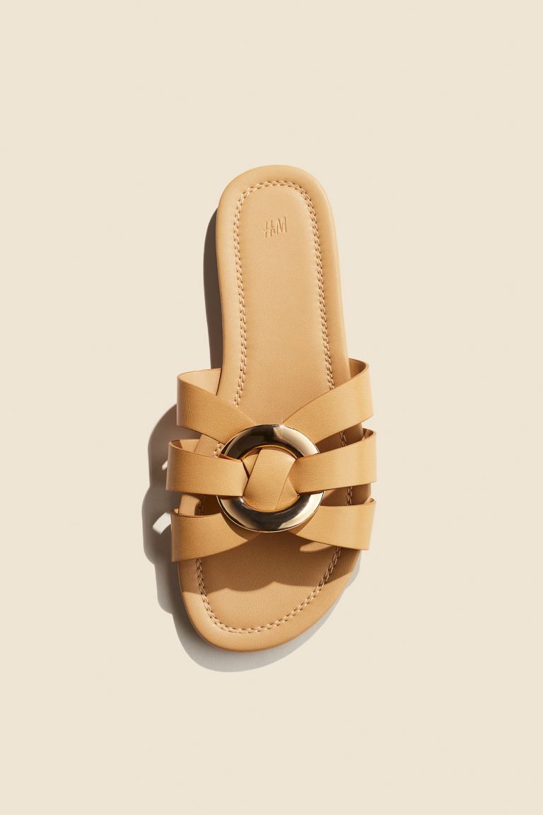 Intertwined-strap sandals - No heel - Beige - Ladies | H&M GB | H&M (UK, MY, IN, SG, PH, TW, HK)