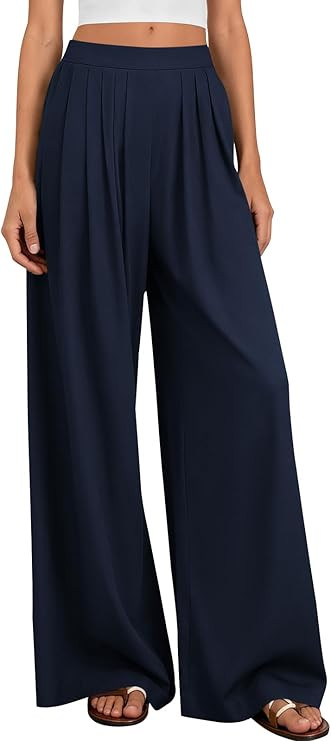 PRETTYGARDEN Loose Fit Wide Leg Pants Woman High Waisted Flowy Comfy Palazzo Pants for Women Work... | Amazon (US)
