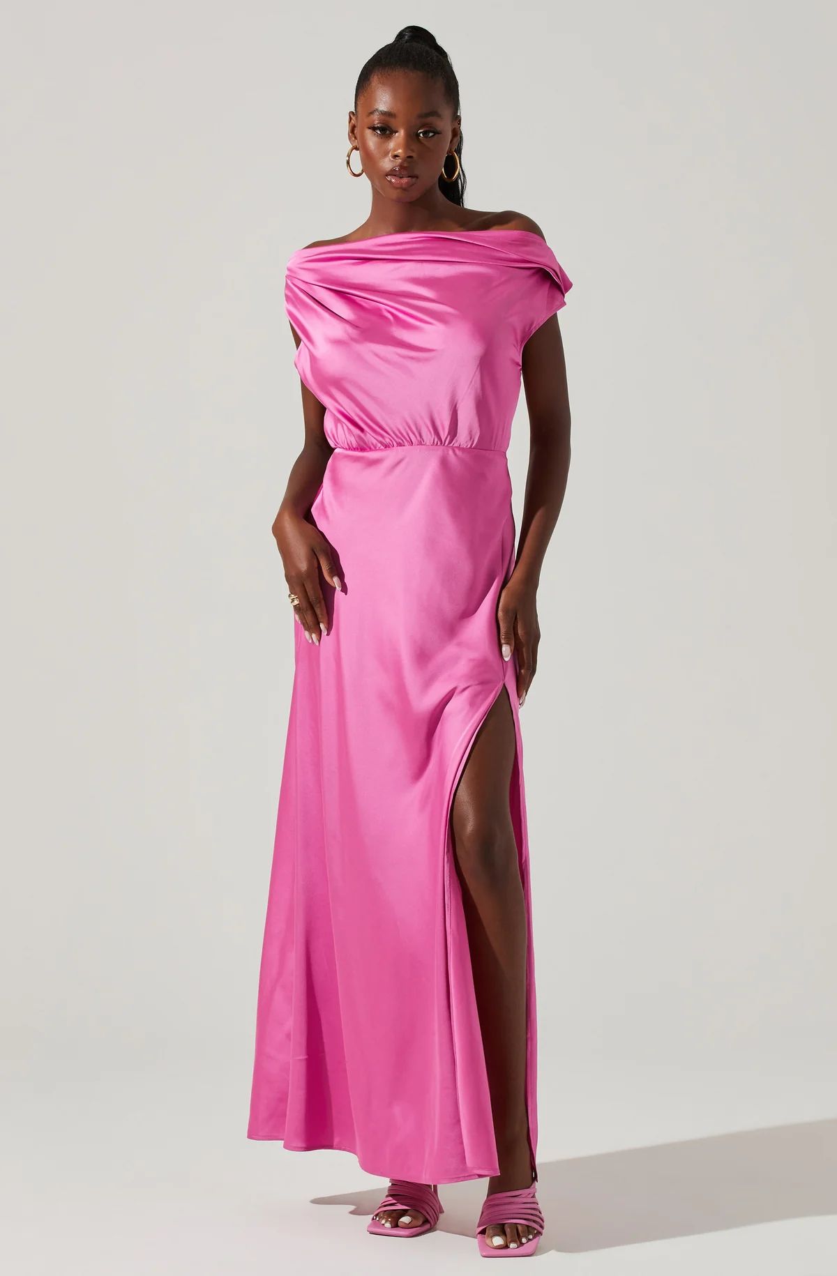 Monroe Satin Off Shoulder Maxi Dress | ASTR The Label (US)