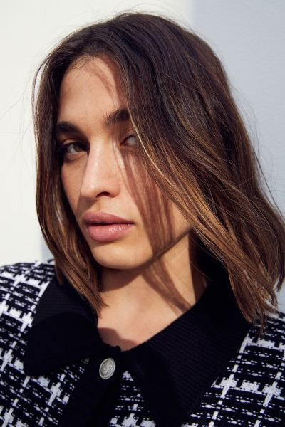 Cardigan with Collar - Black/plaid - Ladies | H&M US | H&M (US + CA)