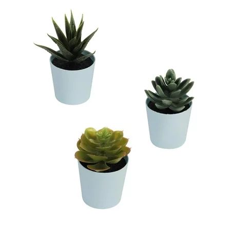 Artificial Succulents Set of 3 Mini Realistic Fake Plants with Plastic Pots for Home and Office Deco | Walmart (US)