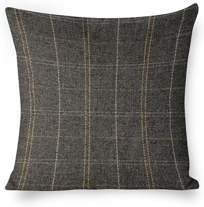 Throw Pillows Covers Charcoal Grey Wool Pillow Cover Grey Window Pane Pillow Outdoor Decorative L... | Amazon (US)