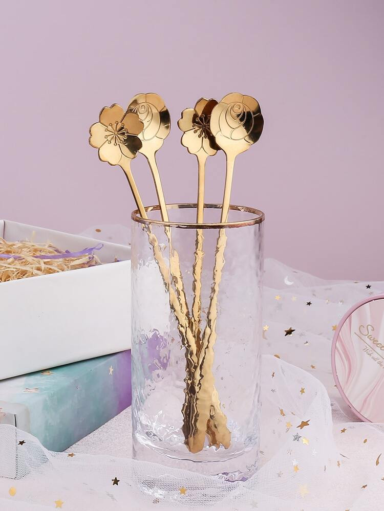 4pcs Flower Design Spoon | SHEIN