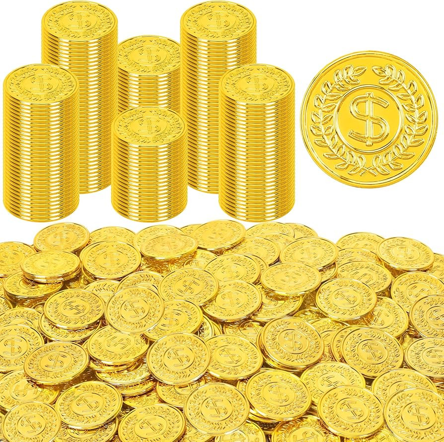 120 PCS Gold Coins, 1.4 in Plastic Gold Coins, 0.08 in Thick Fake Coins Pirate Coins Tokens Play ... | Amazon (US)