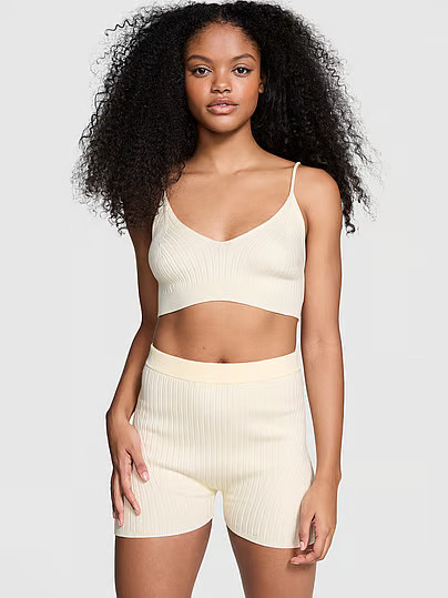 Ribbed Knit Short, White/ivory, S - Women's Pajama Bottoms - PINK | Victoria's Secret (US / CA )