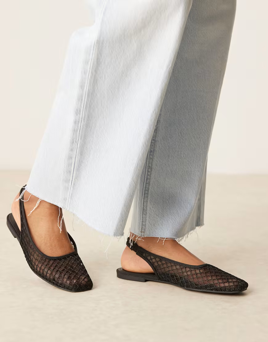 ASOS DESIGN Lisse round-toe slingback ballet in black weave | ASOS (Global)