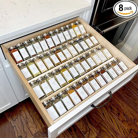 MIUKAA Clear Acrylic Spice Drawer Organizer, 4 Tier- 2 Set Expandable From 13" to 26" Drawer Seas... | Amazon (US)
