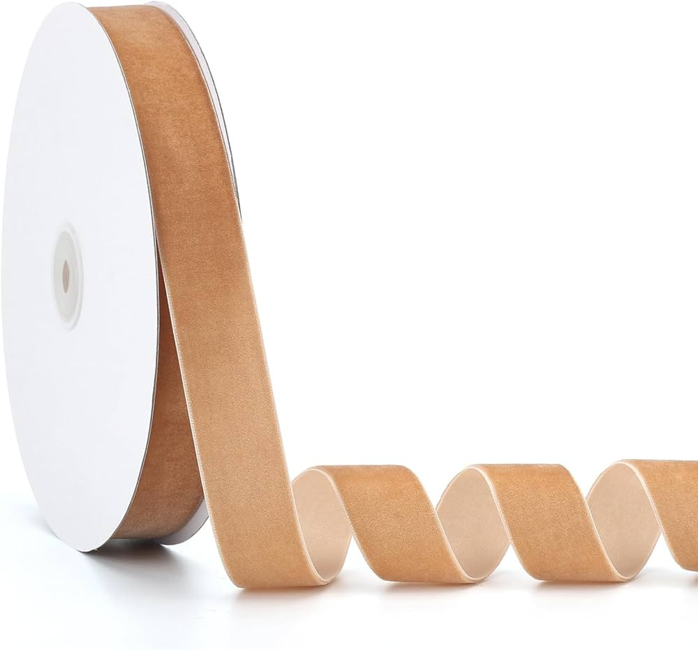 Jeuhoue Velvet Ribbon Khaki,1 Inch x 20Yd,Perfect for Christmas Gift Wrapping,Floral Bouquets,Hom... | Amazon (CA)