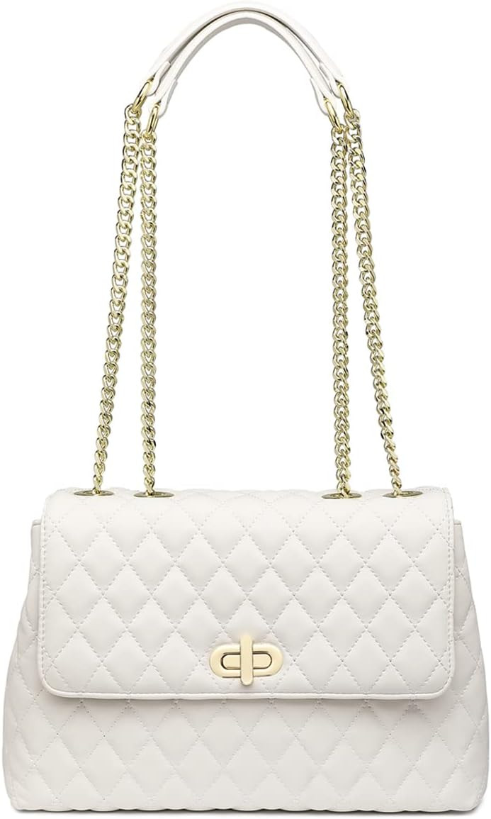 ER.Roulour Quilted Crossbody Bags for Women, Trendy Roomy Shoulder Handbags with Flap Gold Hardwa... | Amazon (US)