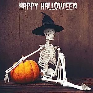 38 Inch Posable Skeleton Halloween Decorations, Halloween Skeleton with Movable Joints, Skeleton ... | Amazon (US)